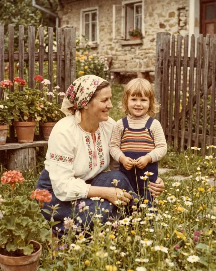 Mamička s dcérkou — pôvodná fotografia